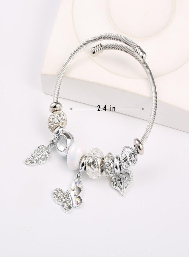 Weebee Charm Bracelet, Adjustable Stainless Steel Bracelet, Fashion Anime Cartoon Accessories for Ladies Women Friendship Wife Birthday Gift (WHITE) - Image 2
